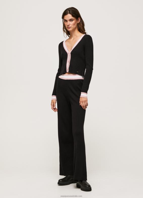 women_black_pepe_jeans_ribbed_knit_trousers_60j40306.jpg Women Black Pepe Jeans Ribbed Knit Trousers 60J40306 - Image 1