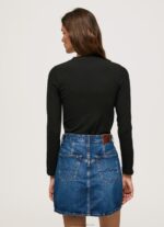 Women Black Pepe Jeans Ribbed Long Sleeve T-Shirt 60J40407 - Image 4