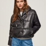 Women Black Pepe Jeans Shiny Padded Down Jacket 60J40123