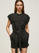 Women Black Pepe Jeans Short Jumpsuit With Belt 60J40177 - Image 3