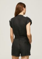 Women Black Pepe Jeans Short Jumpsuit With Belt 60J40177 - Image 4
