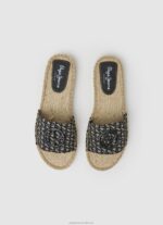 Women Black Pepe Jeans Siva Jacquard Jute Sandals 60J40683 - Image 2