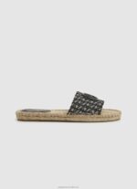 Women Black Pepe Jeans Siva Jacquard Jute Sandals 60J40683