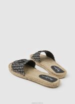 Women Black Pepe Jeans Siva Jacquard Jute Sandals 60J40683 - Image 4