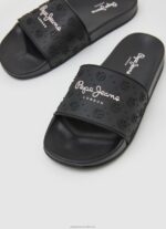 Women Black Pepe Jeans Slider Plain Beach Flip Flops 60J40690 - Image 3
