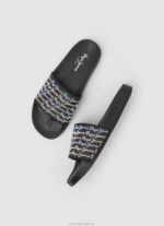 Women Black Pepe Jeans Slider Set Beach Flip Flops 60J40692 - Image 2