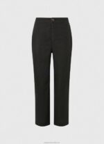 Women Black Pepe Jeans Straight Trousers In Flowy Fabric 60J40291 - Image 5