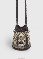 Women Black Pepe Jeans Straw Bucket Bag 60J40719 - Image 2