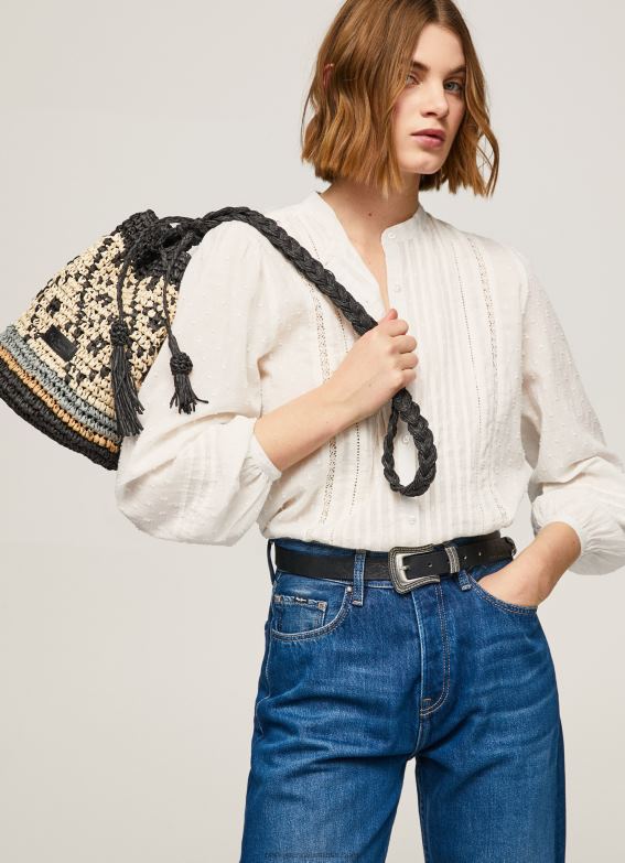 women_black_pepe_jeans_straw_bucket_bag_60j40719.jpg Women Black Pepe Jeans Straw Bucket Bag 60J40719 - Image 1