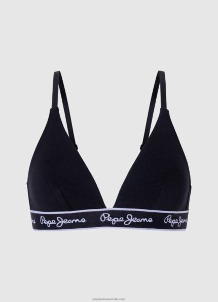 Women Black Pepe Jeans Stretchy Cotton Bra 60J40548