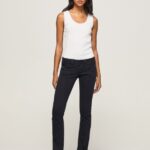 Women Black Pepe Jeans Venus Venus Straight Fit Low Waist Jeans 60J40298