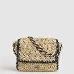 Women Black Pepe Jeans Woven Straw Crossbody Bag 60J40718