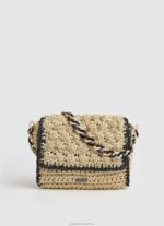 Women Black Pepe Jeans Woven Straw Crossbody Bag 60J40718