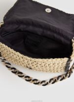 Women Black Pepe Jeans Woven Straw Crossbody Bag 60J40718 - Image 3