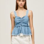 Women Blue Pepe Jeans Denim Tank Top 60J40350