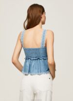 Women Blue Pepe Jeans Denim Tank Top 60J40350 - Image 4