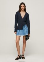 Women Blue Pepe Jeans Embroidered Denim Mini Skirt 60J40504