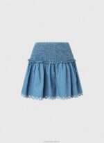 Women Blue Pepe Jeans Embroidered Denim Mini Skirt 60J40504 - Image 5