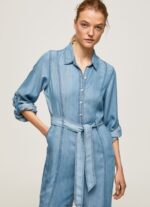 Women Blue Pepe Jeans Long Jumpsuit With Belt Detail 60J40192 - Image 3