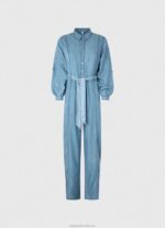 Women Blue Pepe Jeans Long Jumpsuit With Belt Detail 60J40192 - Image 5