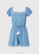 Women Blue Pepe Jeans Short Denim Jumpsuit 60J40191 - Image 5