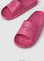 Women Bright Rose Pepe Jeans Beach Slide Flip Flops 60J40695 - Image 3