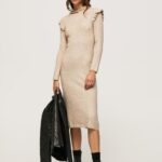 Women Buff Pepe Jeans Cable Knit Midi Dress 60J40206