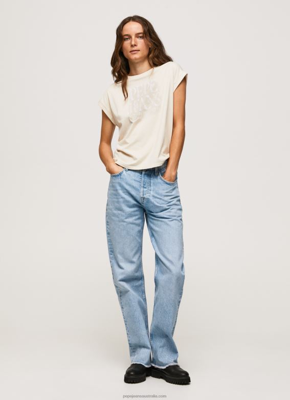 Women Buff Pepe Jeans Floral Logo Cotton T-Shirt 60J40402 - Image 2