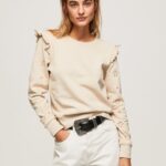 Women Buff Pepe Jeans Frilled Cotton Jumper 60J40284