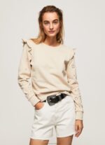 Women Buff Pepe Jeans Frilled Cotton Jumper 60J40284