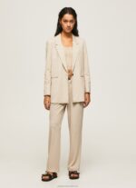 Women Buff Pepe Jeans Plain Blazer With Shoulder Pads 60J40134 - Image 2