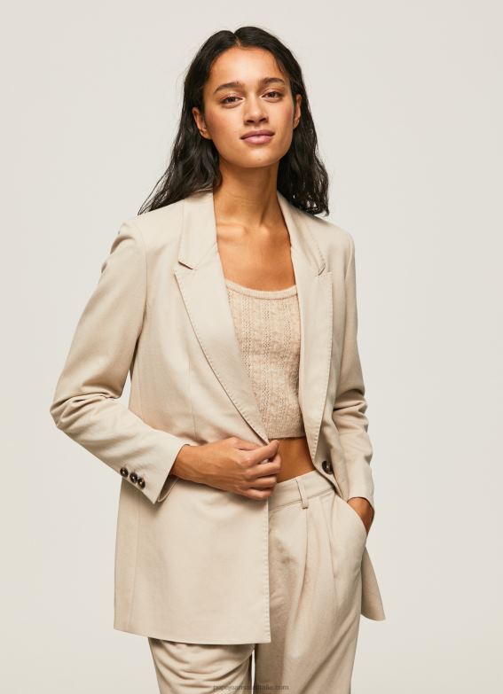 women_buff_pepe_jeans_plain_blazer_with_shoulder_pads_60j40134.jpg Women Buff Pepe Jeans Plain Blazer With Shoulder Pads 60J40134 - Image 1