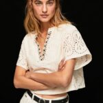 Women Buttermilk Pepe Jeans Decorative Openwork Detail Blouse 60J40327