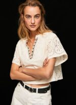 Women Buttermilk Pepe Jeans Decorative Openwork Detail Blouse 60J40327