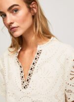 Women Buttermilk Pepe Jeans Decorative Openwork Detail Blouse 60J40327 - Image 4