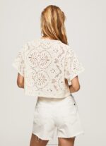 Women Buttermilk Pepe Jeans Decorative Openwork Detail Blouse 60J40327 - Image 5