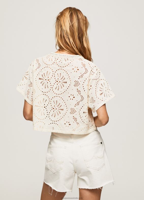 Women Buttermilk Pepe Jeans Decorative Openwork Detail Blouse 60J40327 - Image 5