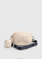 Women Buttermilk Pepe Jeans Embossed Logo Maxi Crossbody Bag 60J40712 - Image 2