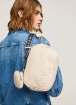 Women Buttermilk Pepe Jeans Embossed Logo Maxi Crossbody Bag 60J40712