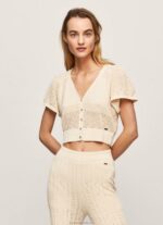 Women Buttermilk Pepe Jeans Fine Knit Openwork Cardigan 60J40265 - Image 3
