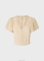 Women Buttermilk Pepe Jeans Fine Knit Openwork Cardigan 60J40265 - Image 5