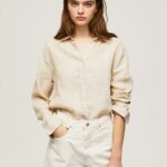 Women Buttermilk Pepe Jeans Plain Regular Fit Shirt 60J40359