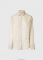 Women Buttermilk Pepe Jeans Plain Regular Fit Shirt 60J40359 - Image 5