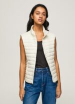 Women Buttermilk Pepe Jeans Rubber Patch Logo Padded Waistcoat 60J40132