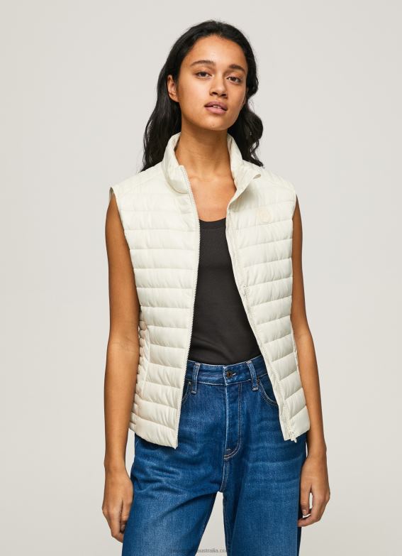 women_buttermilk_pepe_jeans_rubber_patch_logo_padded_waistcoat_60j40132.jpg Women Buttermilk Pepe Jeans Rubber Patch Logo Padded Waistcoat 60J40132 - Image 1