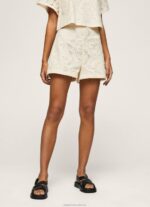 Women Buttermilk Pepe Jeans Shorts With Openwork Details 60J40530 - Image 2