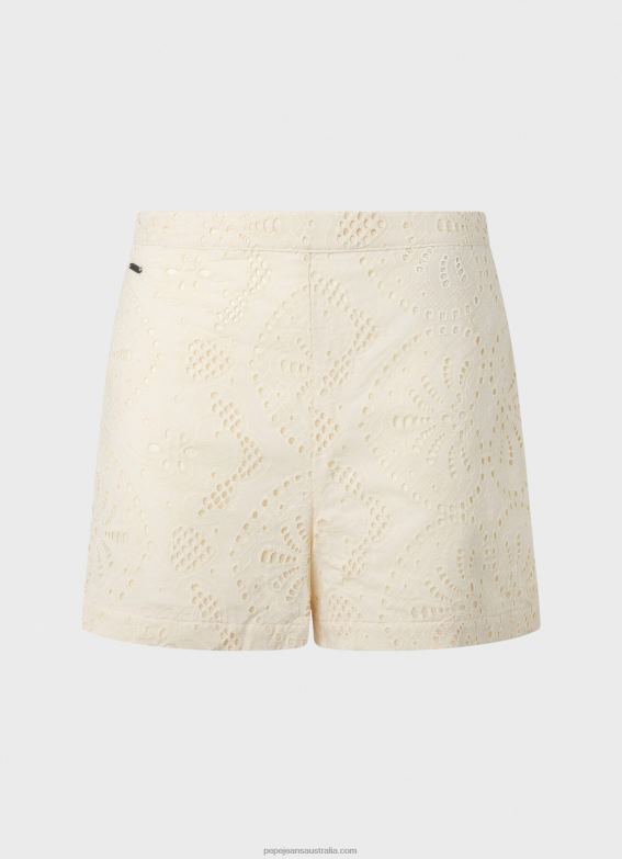 Women Buttermilk Pepe Jeans Shorts With Openwork Details 60J40530 - Image 5