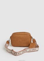 Women Camel Pepe Jeans Embossed Logo Maxi Crossbody Bag 60J40714