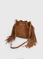 Women Camel Pepe Jeans Suede Bucket Bag 60J40724 - Image 3