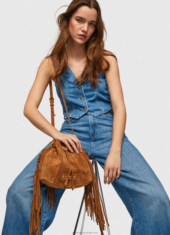 women_camel_pepe_jeans_suede_bucket_bag_60j40724.jpg Women Camel Pepe Jeans Suede Bucket Bag 60J40724 - Image 1